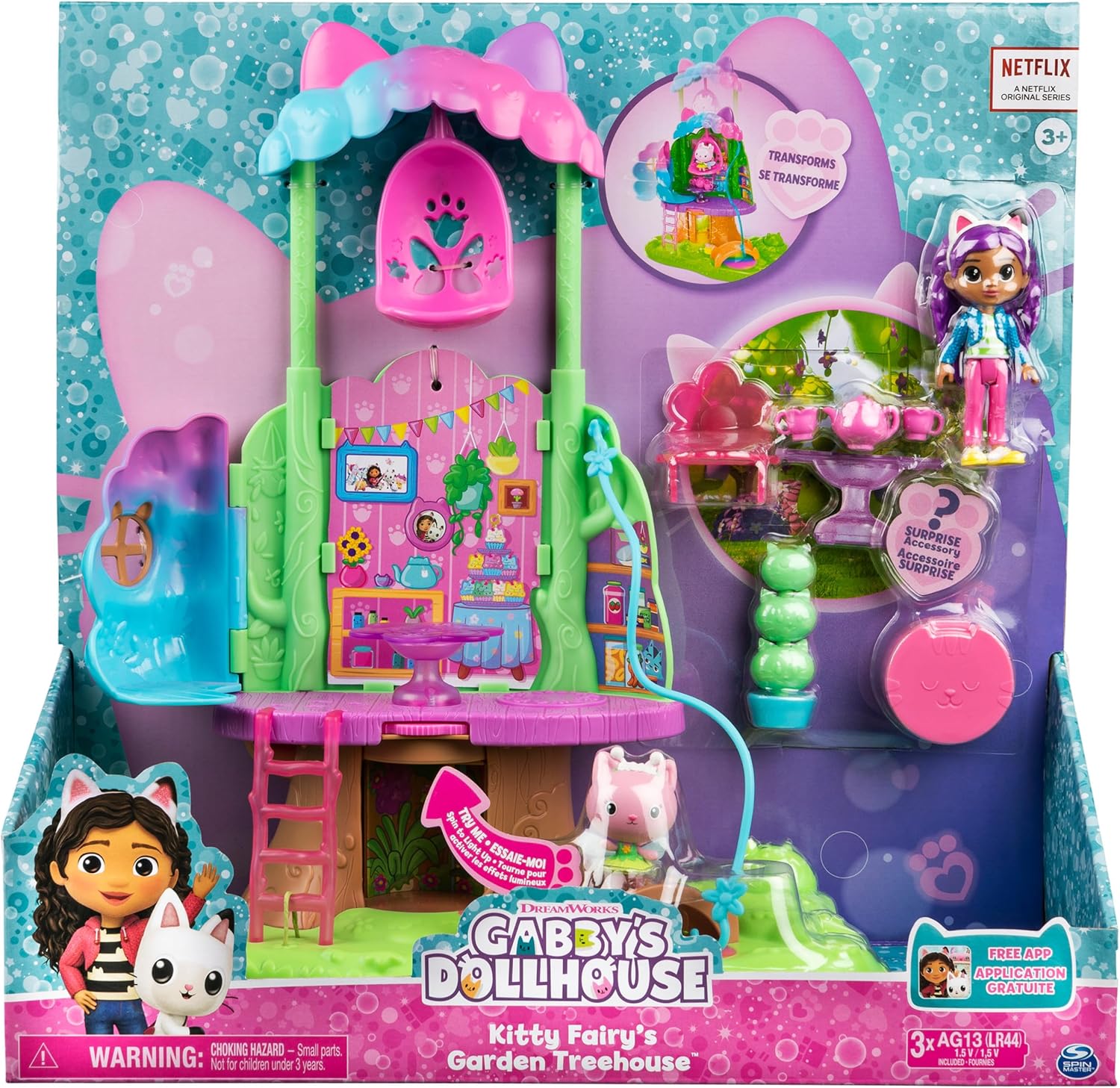 Gabby's Dollhouse Kitty Fairy's Transforming Garden Treehouse Playset