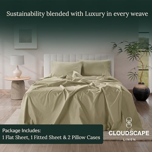 100% Egyptian Cotton Sheets Queen Size - 4 Pieces, Silver Luxury Sheets Queen Size Set | 1000 Count Egyptian Cotton Sheets Queen Size | Upto 17