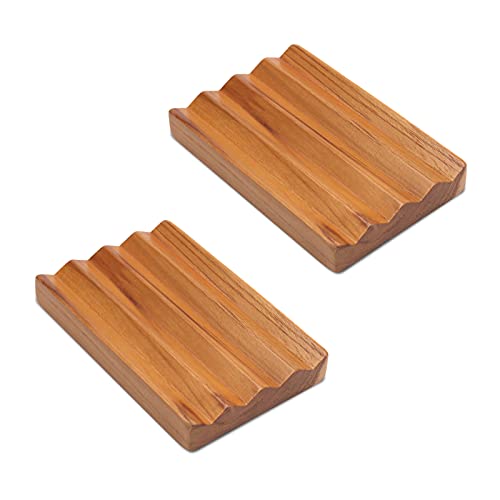Teak Soap Dish for Shower by HTB, Wood Decorative Bath Soap Holder Heightened Base Design to Keep Soap Dry in Kitchen, Bathroom, Sink, Bathtub, Cute Wooden soap saver for Hand Face Shampoo Bar (1pcs)