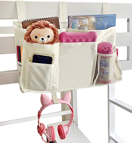 Bunk Bed Organizer, Bedside Storage Caddy Bed Storage Pocket Bedside Organizer Hanging Bunk Organizer for Camp Dorm Room Hospital Bed Rail and More (Green)