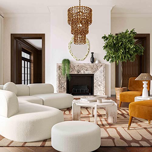 Tov Furniture Broohah Beige Micro-Herringbone Ottoman