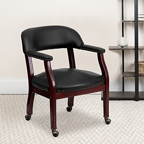 EMMA + OLIVER Navy Vinyl Luxurious Conference Chair with Casters