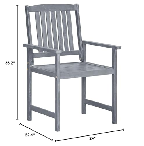 Patio Chairs with Cushions 6 pcs Solid Acacia Wood Gray, Patio Dining Chairs, Outdoor Patio Chairs Set for Garden, Balcony, or Poolside