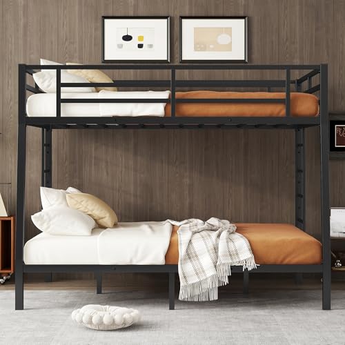 Bellemave Full Bunk Bed with Desk and Drawers, Full over Full, Black