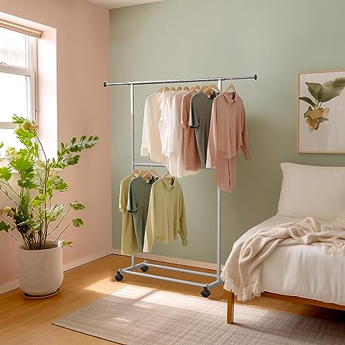 Simple Houseware Double Rod Garment Rack, Grey