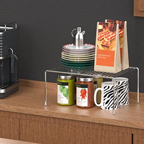 Kitchen Cabinet Shelf Organizer Set of 3, Large (15.7 x 9.4 inch) Metal Wire Pantry Storage Shelves, Dish Plate Racks for Cabinets, Freezer, Counter, Cupboard Organizers and Storage, Black