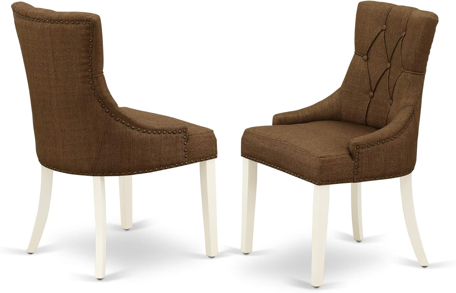 Ergode 5-Piece Kitchen Set - Rectangular Wooden Dining Table with Butterfly Leaf and 4 Parson Chairs - Linen White Finish - Stylish Back and Upholstered Seat - Easy to Clean - Rustic and Trendy Look