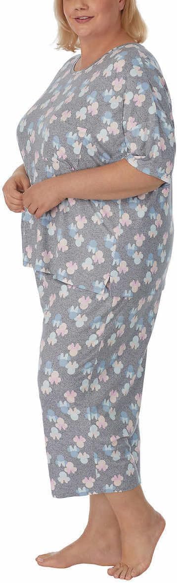 Disney Womens 2 Piece Capri Pajama Set (XX-Large, Minnie Mouse Grey)