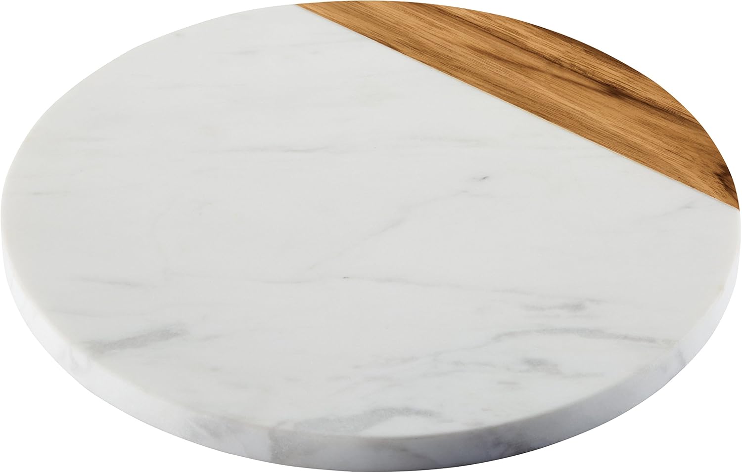 Anolon 46648 Pantryware White Marble/Teak Wood Serving Board, 10-Inch Round