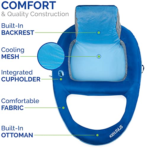 Kelsyus Premium Floating Lounger with Fast Inflation, Inflatable Recliner Chair, Lake & Pool Float for Adults with Cup Holder, Amazon Exclusive