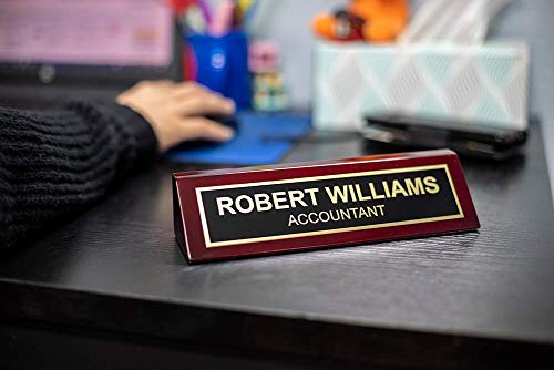 Rosewood Piano Finish Custom Personalized Desk Name Plate Sign, 2