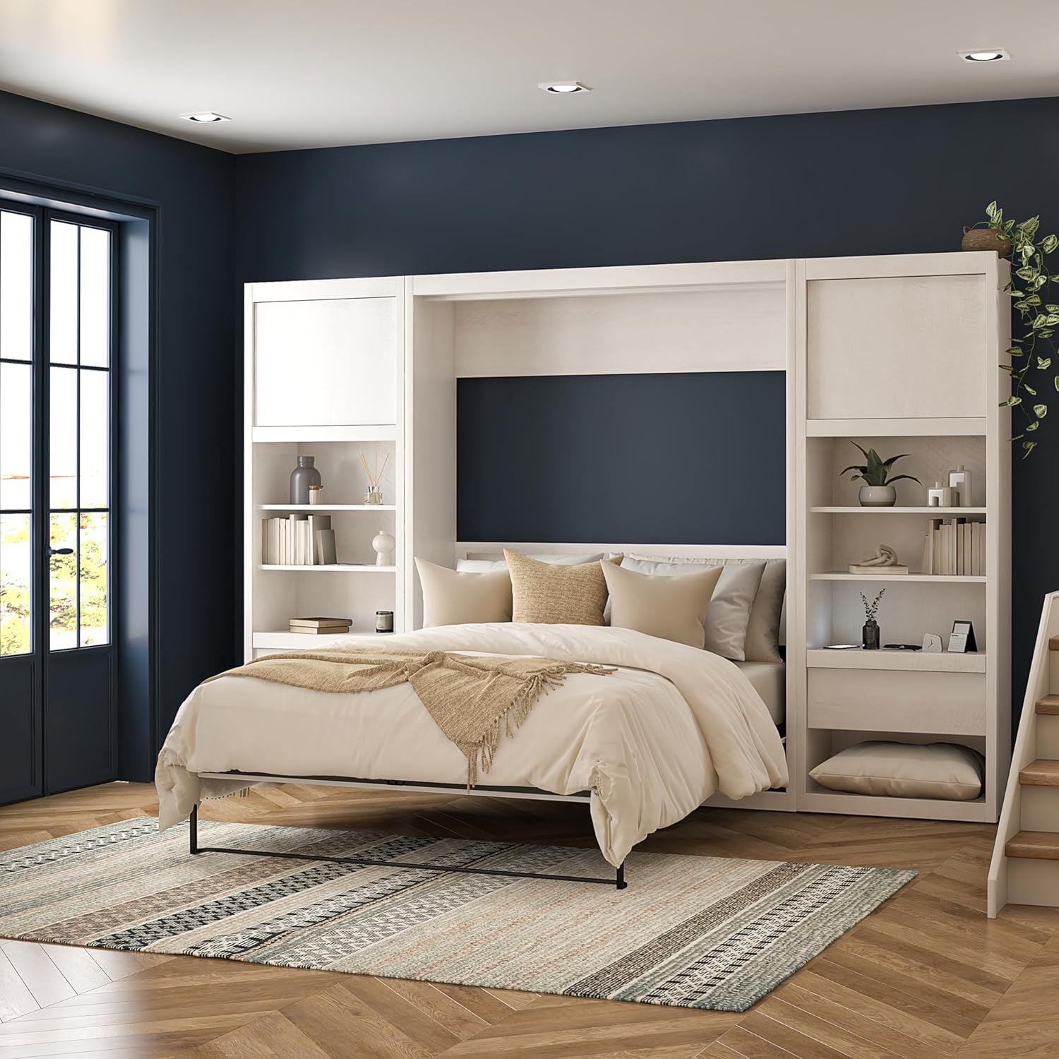 Signature Sleep Full Wall Bed Cabinet Bundle in Ivory Oak