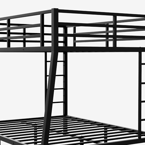 Bellemave Full Bunk Bed with Desk and Drawers, Full over Full, Black