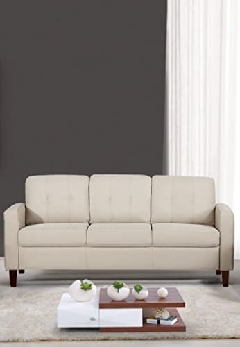 Rossetti Modern Tufted Sofa, Loveseat and Accent Armchair Sets, Mid Century Upholstered Couches with Removable Seat and Back Cushion in Beige/Tan, 3 Piece