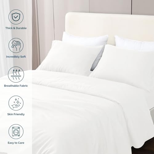 GOKOTTA Queen Sheet Set, 4-Piece Brushed Microfiber Sheets for Queen Size Bed Set, 16-Inch Deep Pocket Queen Sheets with Elastic Corner Straps – Soft, Breathable, Wrinkle-Free, Easy Care - Beige