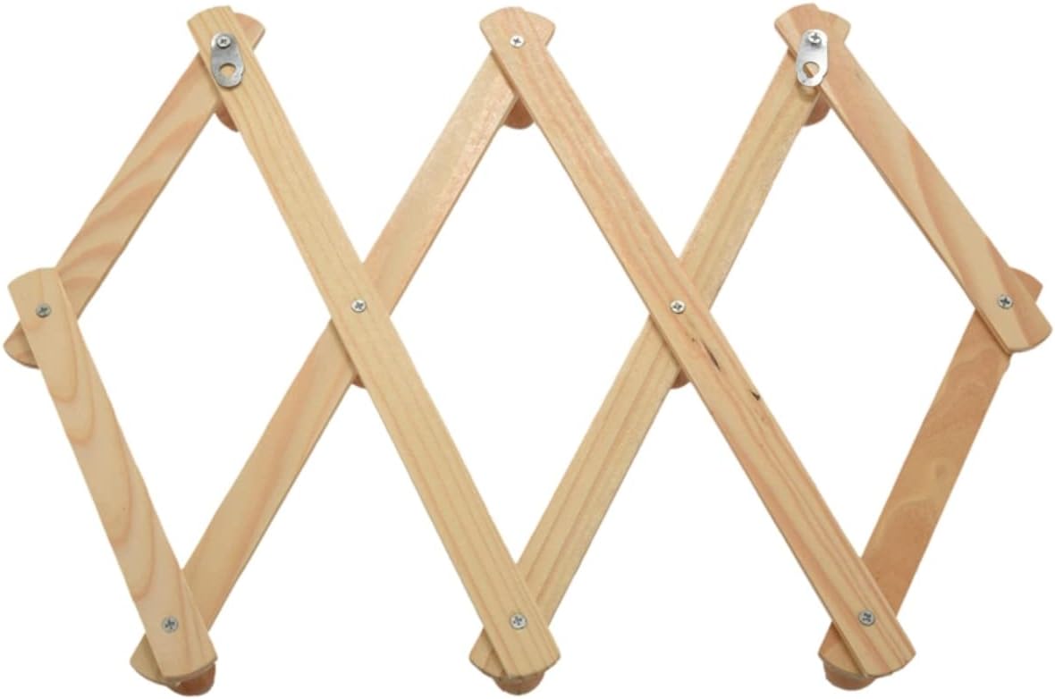 Accordion Wall Hanger 10 Hooks Pack of 2 Natural Wood Wall Mounted Expandable Accordion Peg Coat Rack Hanger 2 Pack