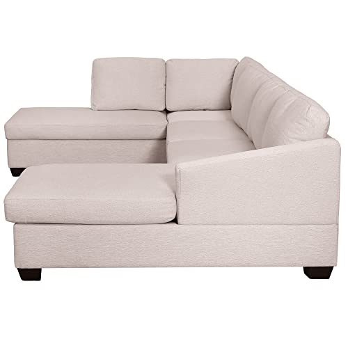 Modern Large U-Shape Sectional Sofa, Double Extra Wide Chaise Lounge Couch, Beige Living Room Furniture Sofas & Couches