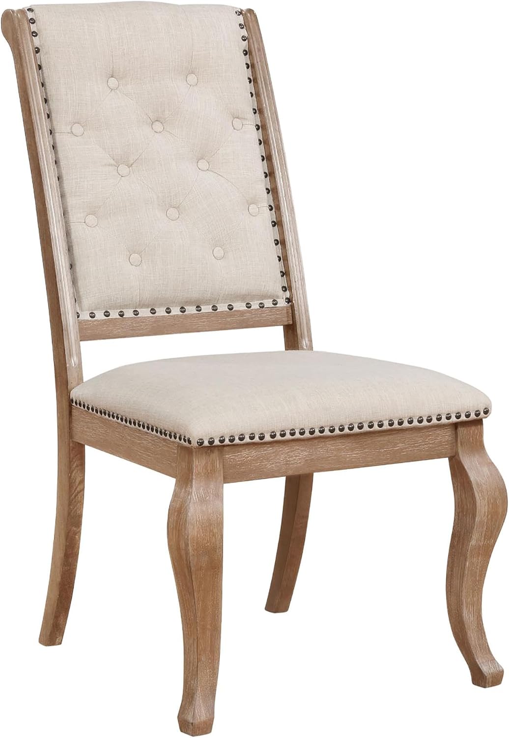 Cream and Barley Brown Tufted Back Dining Chair (Set of 2)