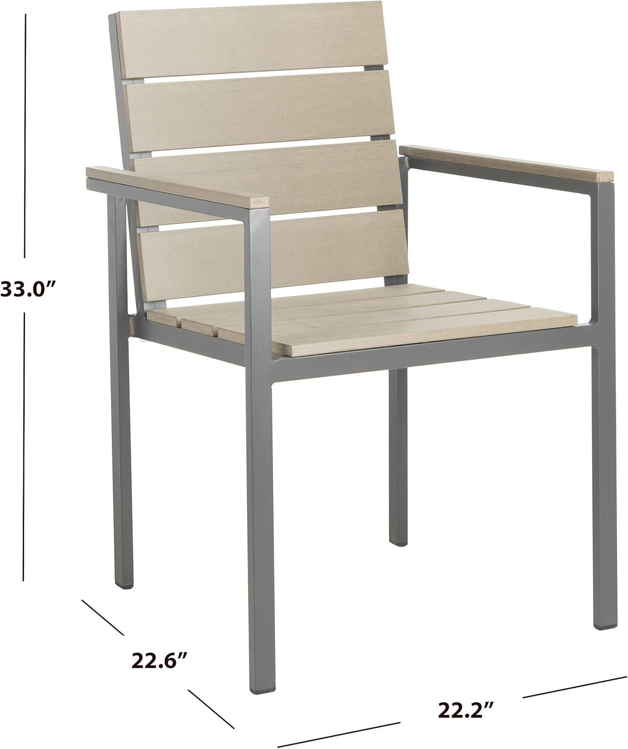 Safavieh PAT4033A-SET2 Outdoor Collection Beldan Distressed Taupe Stackable (Set of 2) Patio Chair