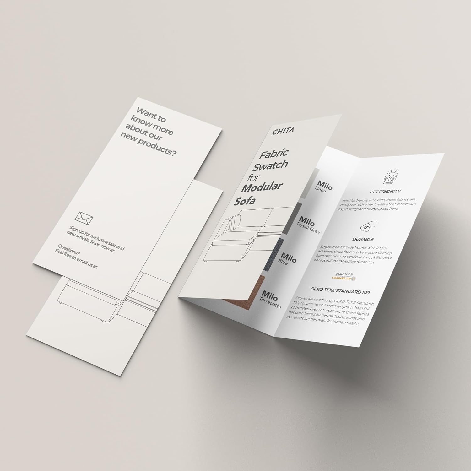 CHITA Sectional Modular Sofa Fabric Swatch, Linen, Grey, Blue, Terracotta, Moss Green Included