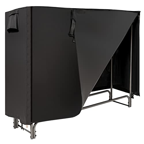 Goplus 5FT Firewood Rack Outdoor with Cover, Heavy Duty Firewood Log Holder, Waterproof Weather Resistant Fire Wood Rack Storage Stacker, Steel Tubular Log Stand for Fireplace, Patio, Courtyard