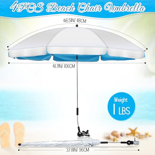 4 Pack Chair Umbrella with Universal Clamp UV Protection 42 Inch Golf Umbrella Adjustable Beach Umbrella Portable Clamp on Umbrella for Beach Patio Chairs Stroller Golf Cart Wheelchair(Blue)