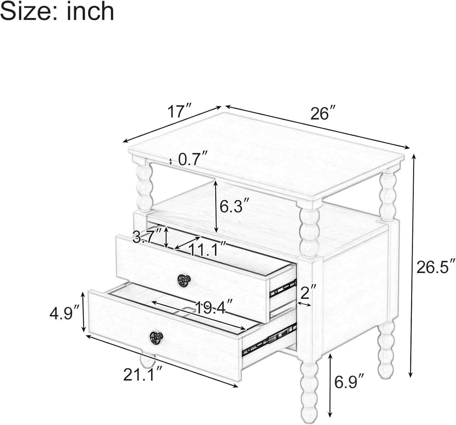 3 s Bedroom Sets Traditional Concise Style White Solid Wood Platform Bed with 2 Nightstands, No Need Box Spring, Queen