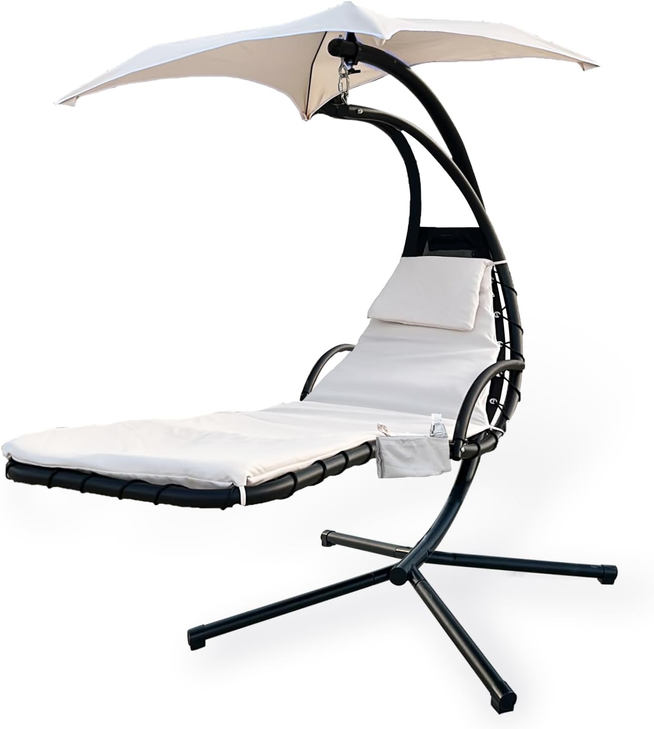 Outdoor Hanging Lounge Chair Replacement Cushion Cover and Umbrella Fabric, Made for Patio Curved Chaise Hammock Floating Swing Chair Pads, Waterproof Soft Fabric (Cushion and Chair Excluded),Khaki