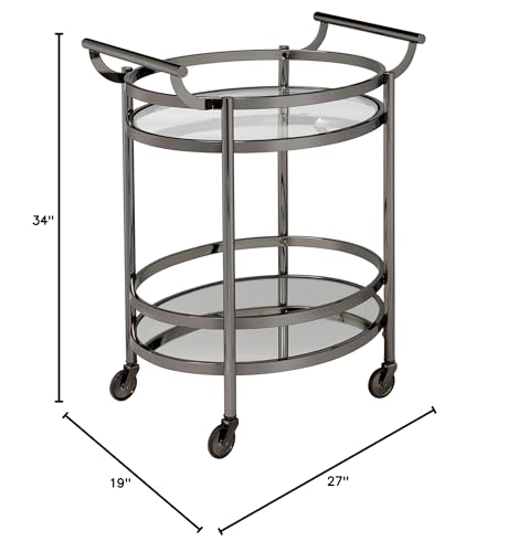 Acme Lakelyn Metal Frame Serving Cart with Bottom Shelf in Glass and Bronze