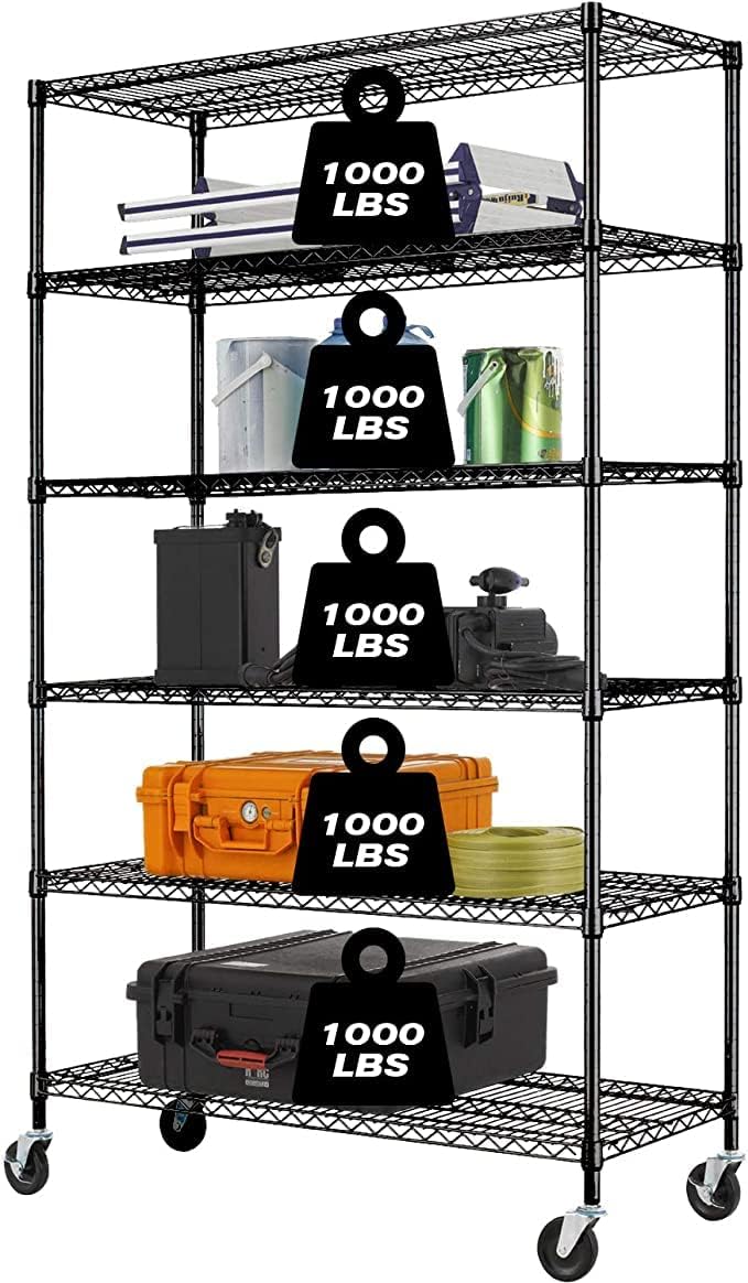 HCB 6-Tier Storage Shelf Heavy Duty Wire Shelving Unit 76