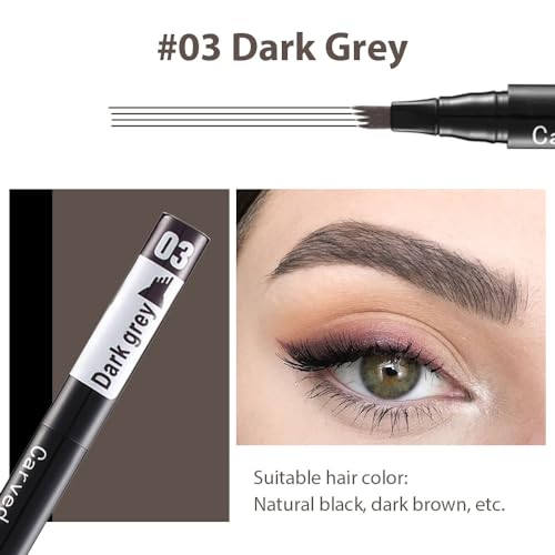 Kaely Microblading Eyebrow Pen with Brow Brush,Magical Precise Waterproof Brow Pen,Suake Eyebrow Contouring Pen,4 Tip Eye Brow Pencils for Women,Creates Natural Brows,Sponge Head 01 Light Brown