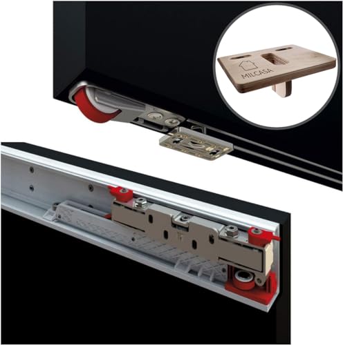 Magic 2 (1800) – Wall Mount Concealed Sliding System for Wood Doors (Door is NOT Included) - Completely Concealed Hardware and Track. Made in Italy. Free Template Included.