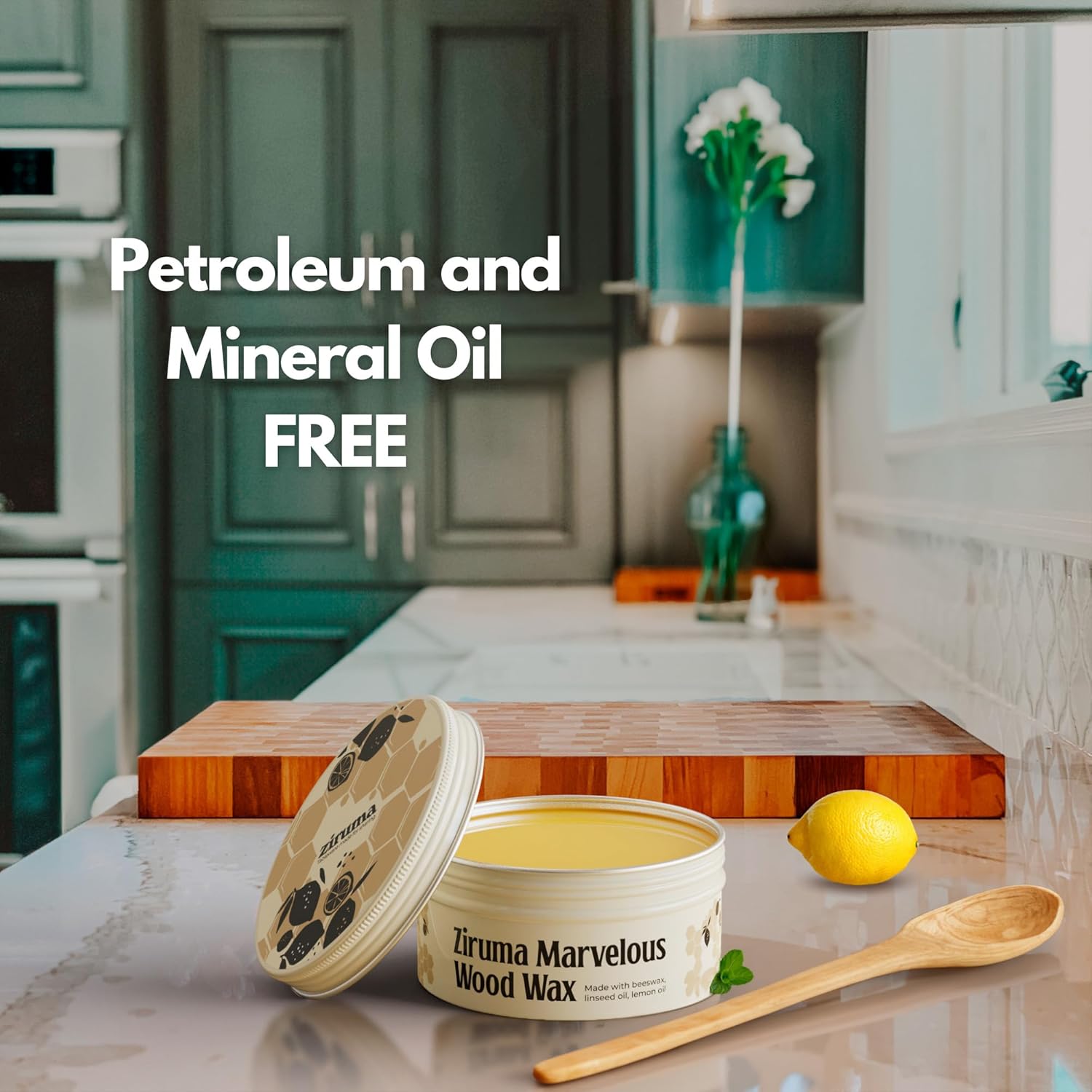 Set of Cutting Board and Beeswax - Includes an End Grain Butcher Block Made of Teak Wood [20