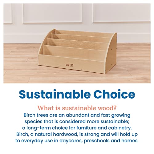 ECR4Kids Toddler Book Display, Beginner Bookshelf, White Wash