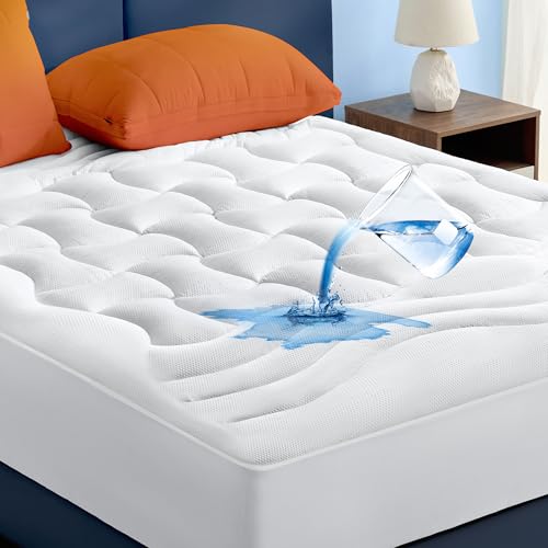 Bedsure Twin Mattress Pad Waterproof - Thick Quilted Fitted Mattress Protector with 8-21