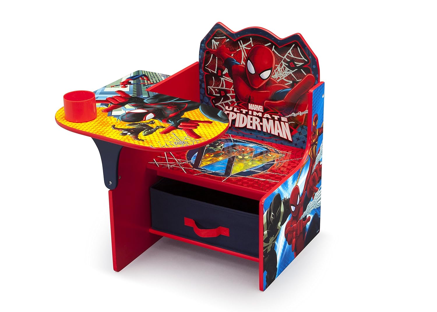 Delta Children Chair Desk with Storage Bin - Greenguard Gold Certified, Spider-Man, Arm Rest, Cushion Availability, Engineered Wood & Deluxe Toy Box, Spider-Man