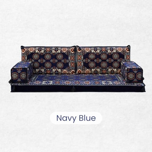 Custom Single Floor Sofas, Turkish Sofa, Sectional Sofa, Entryway Sofa, Moroccan Sofa, Entryway Sofa, Reading Nook, Ethnic Floor Cushion (Navy Blue)