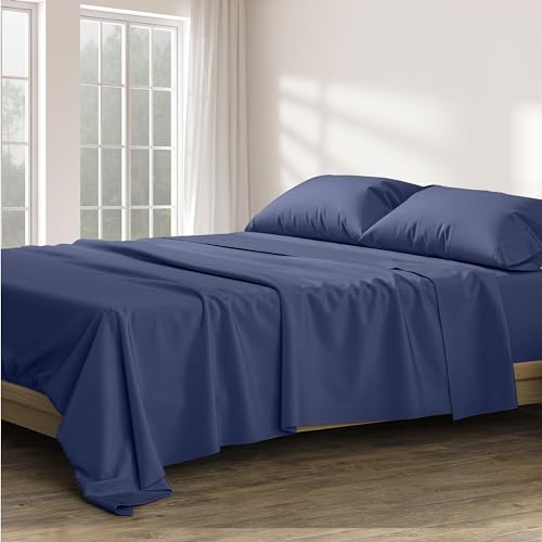 100% Egyptian Cotton Sheets Queen Size - 1200 Thread Count 4 PC Queen Sheet Set Egyptian Cotton, Sateen Weave Luxury Sheets Queen Size, High Thread Count Sheets, 17