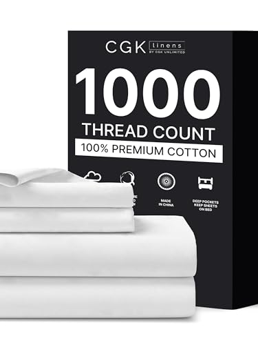 1000 Thread Count Sheet Set – 100% Cotton Bed Sheets – Softer Than Egyptian Cotton - 4-Piece Queen Set - Soft Sateen Weave - Hotel Quality Luxury Bedding - Up To 16