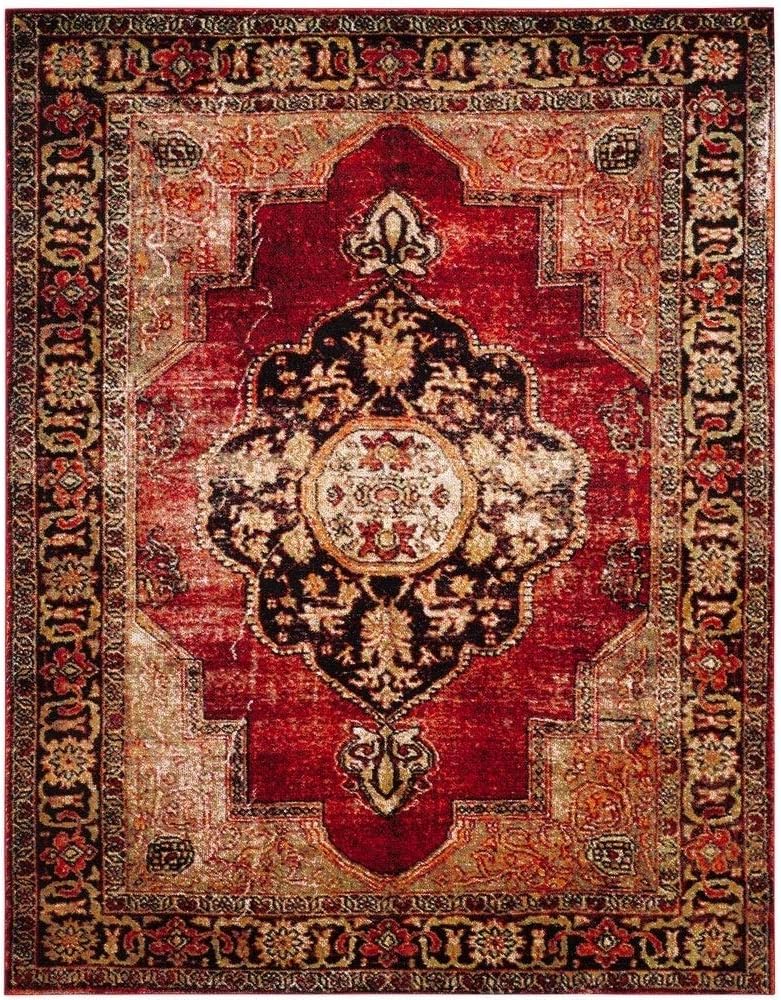 SAFAVIEH Vintage Hamadan Collection Area Rug - 9' x 12', Red & Multi, Oriental Traditional Persian Design, Non-Shedding & Easy Care, Ideal for High Traffic Areas in Living Room, Bedroom (VTH219A)