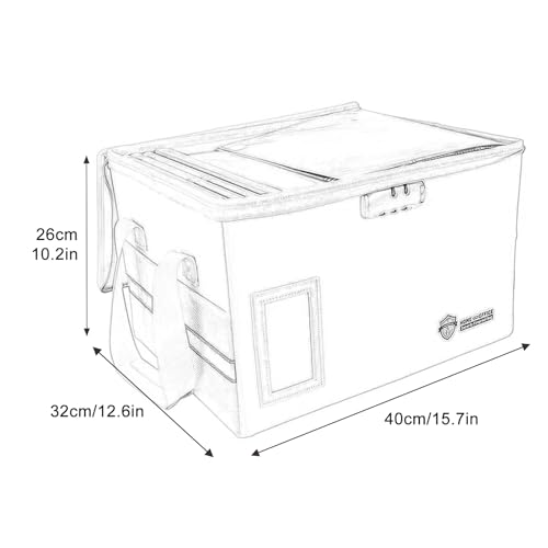 Fireproof Document Box with Lock, File Organizer Box with Handle and Zippers, Collapsible Fire Proof Safe Box File Cabinets for Home Office Hanging Letter/Legal Folder(Pink)