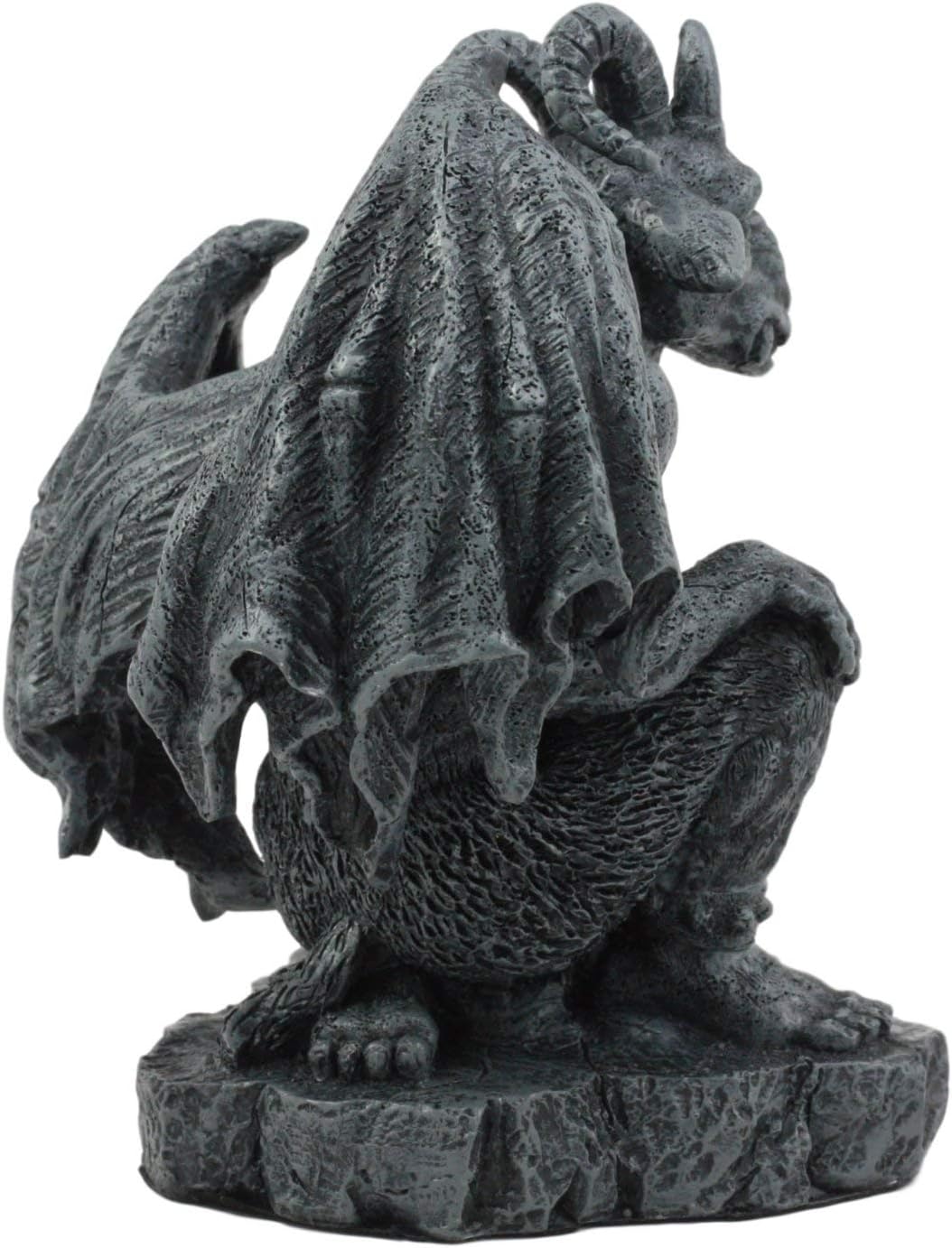Ebros Gift Crouching Winged Guardian Baphomet Sabbatic Goat Gothic Gargoyle Statue Faux Stone Resin Devil Chimera Warden of Evil Sculpture