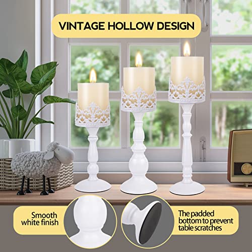 Candle Holders for Pillar Candles Set of 3 Gold Vintage Tall Candle Holders Decorative Large Table Centerpieces Candle Stand Decor