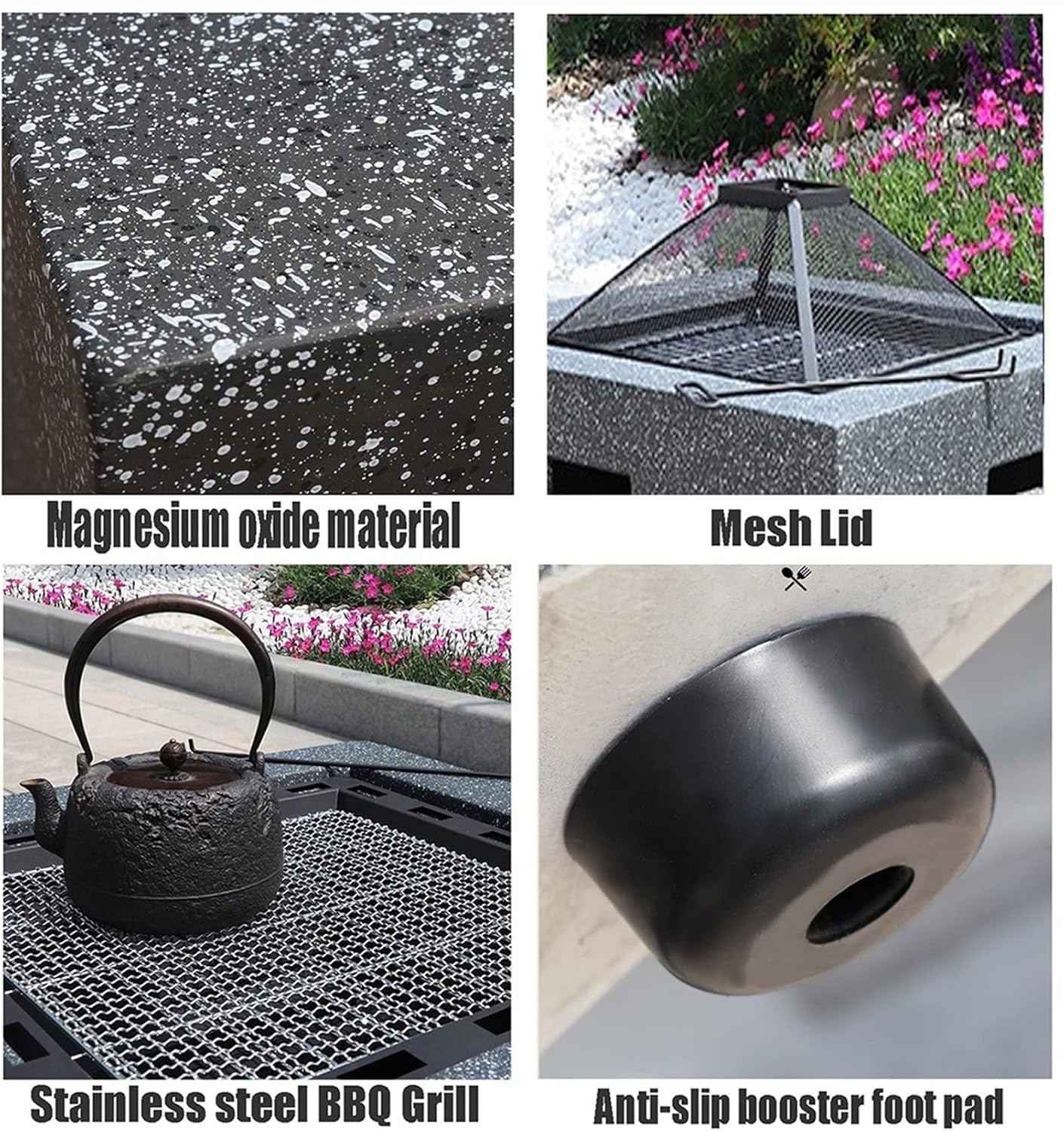 Outdoor Fire Pit Garden Wood-Burning Fire Pit BBQ Grill Table, Backyard Patio Patio Lawn Garden Outdoor Fireplace Wood-Burning Brazier, 71cm/28 (Size : Kit-2) ()