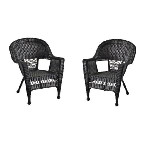 Jeco Set of 2 Wicker Chairs, White