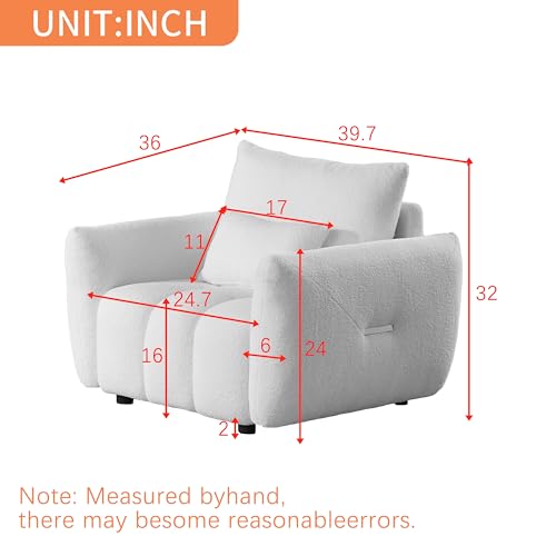 Yoglad Modern Accent Chair, Cozy Fluffy Reading Single Sofa Chair, Teddy Upholstered Armchair for Living Room Bedrooms Corner (Black)