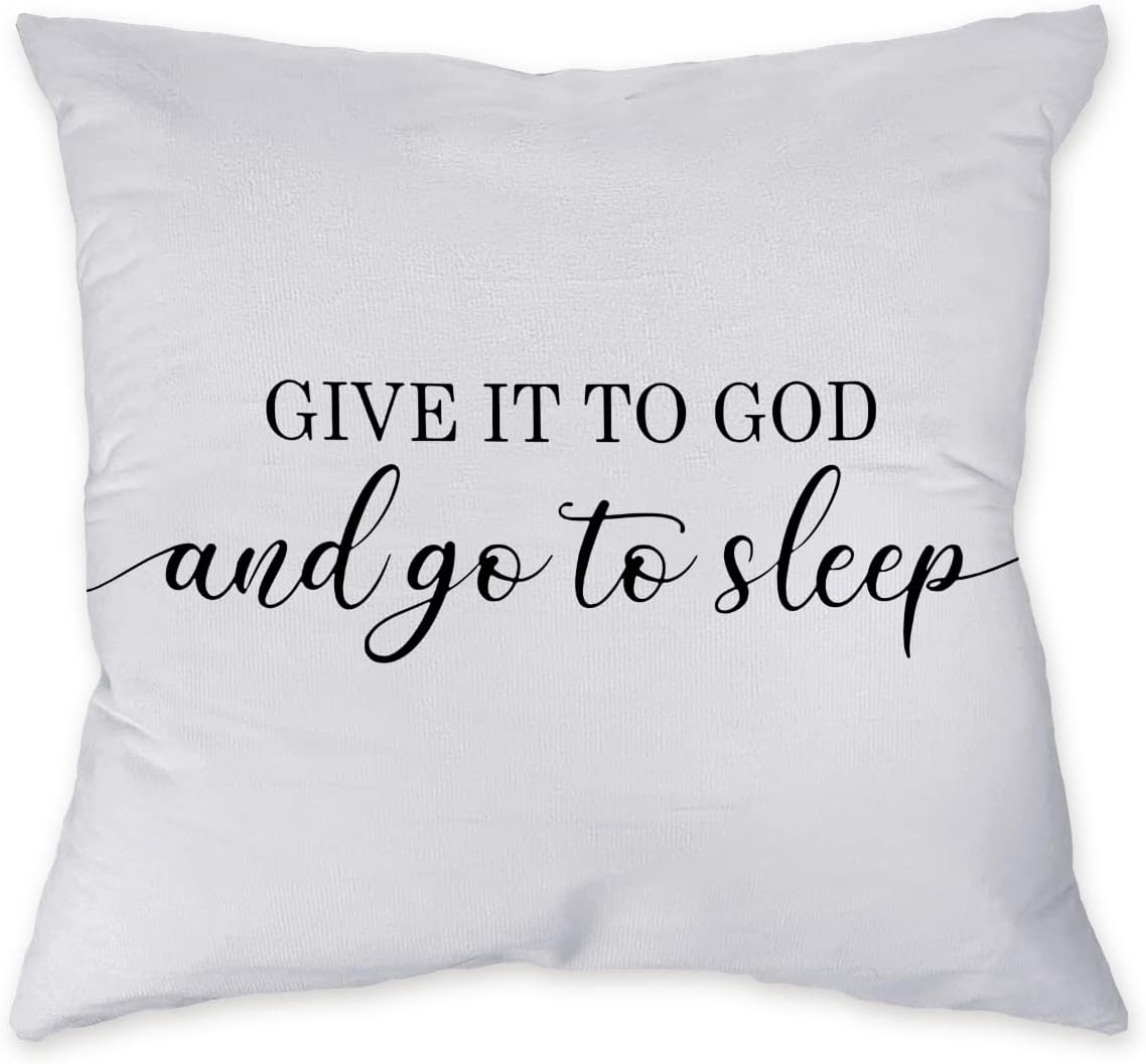 Give It to God and Go to Sleep Christian Pillow Case,Decorate Home Living Room Bedroom Girl Room,Thanksgiving Housewarming Bed Gifts for Christian,12x20 Inch Throw Pillow Covers