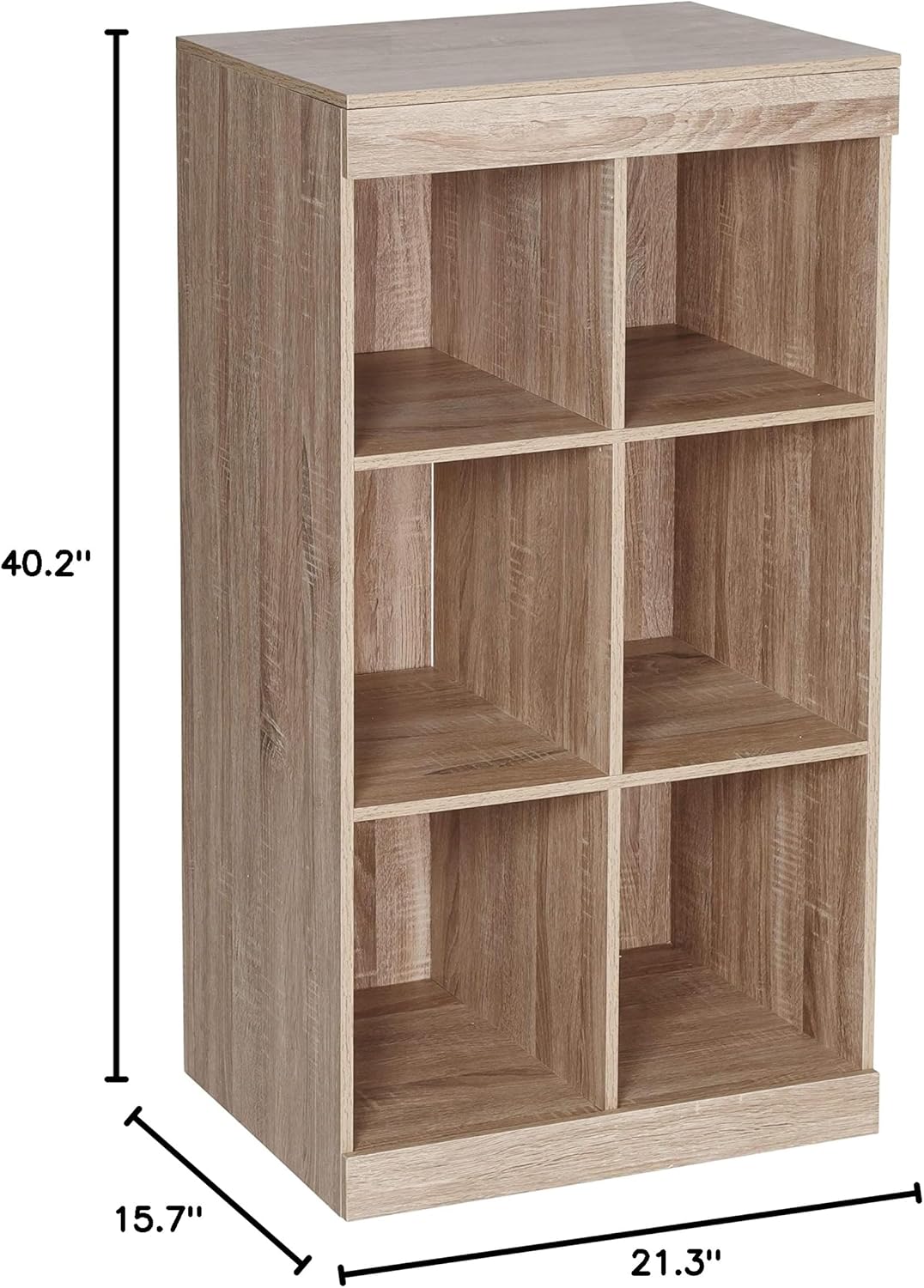 Honey-Can-Do Stackable 6 Cube Shelf Organizer with Anti-Tip Hardware, Brown SHF-09572 Brown