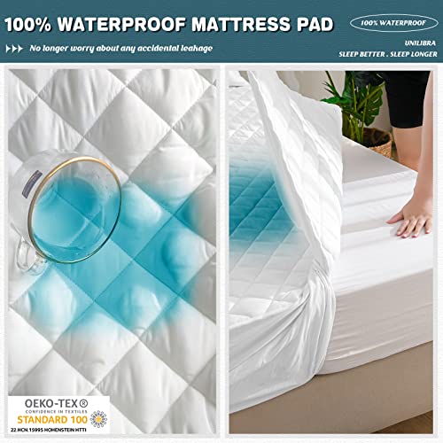 UNILIBRA Queen Size Waterproof Mattress Protector, 3D Air Rayon Made from Bamboo Cooling Mattress Cover, Breathable Deep Pocket Mattress Pad Fits to 8''-21'' White