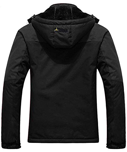 Pooluly Men's Waterproof Windproof Rain Snow Jacket Hooded Fleece Ski Coat